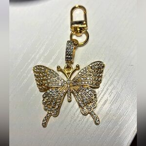 Gold with rhinestone Butterfly Keychain